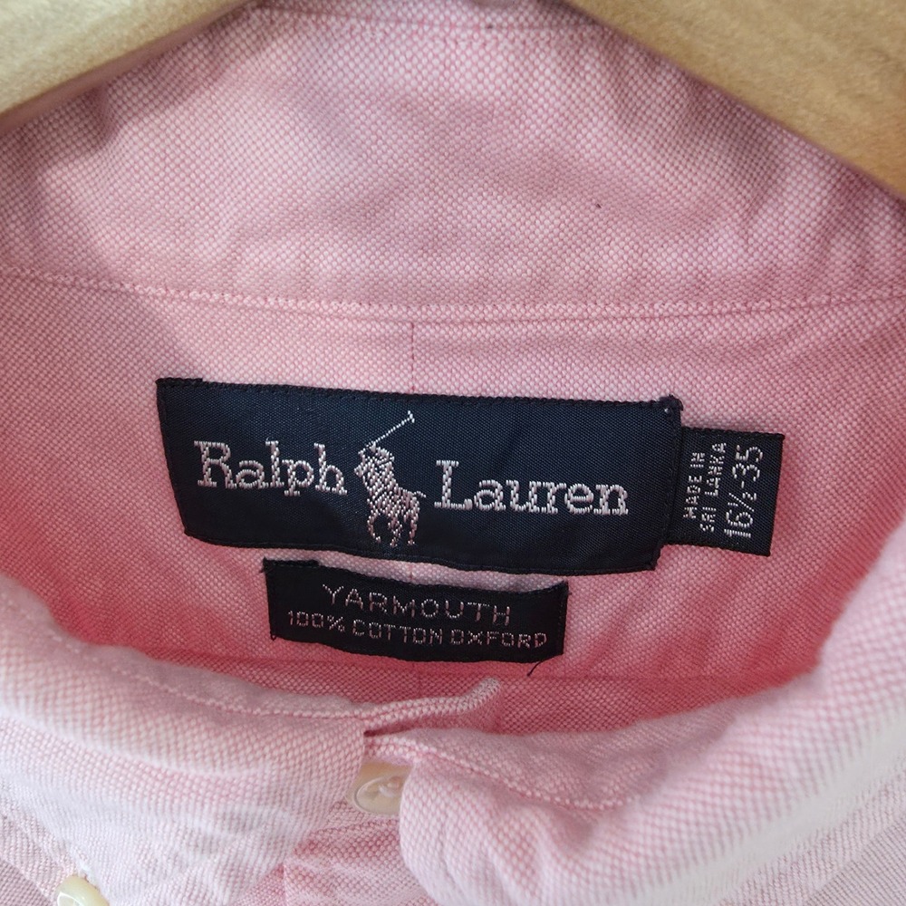 Ralph Lauren Yarmouth Oxford Button Down Shirt Sz 16.5-35 Pink Pony Logo Preppy - Picture 5 of 10
